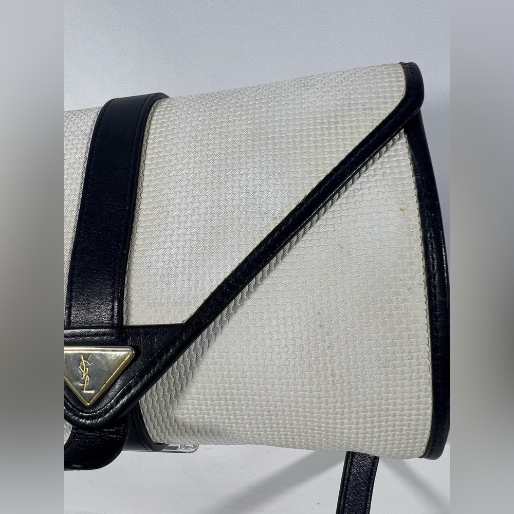 3053: Vintage YSL Triangle Logo Canvas Shoulder Bag Restoration Project - Picture 2 of 13